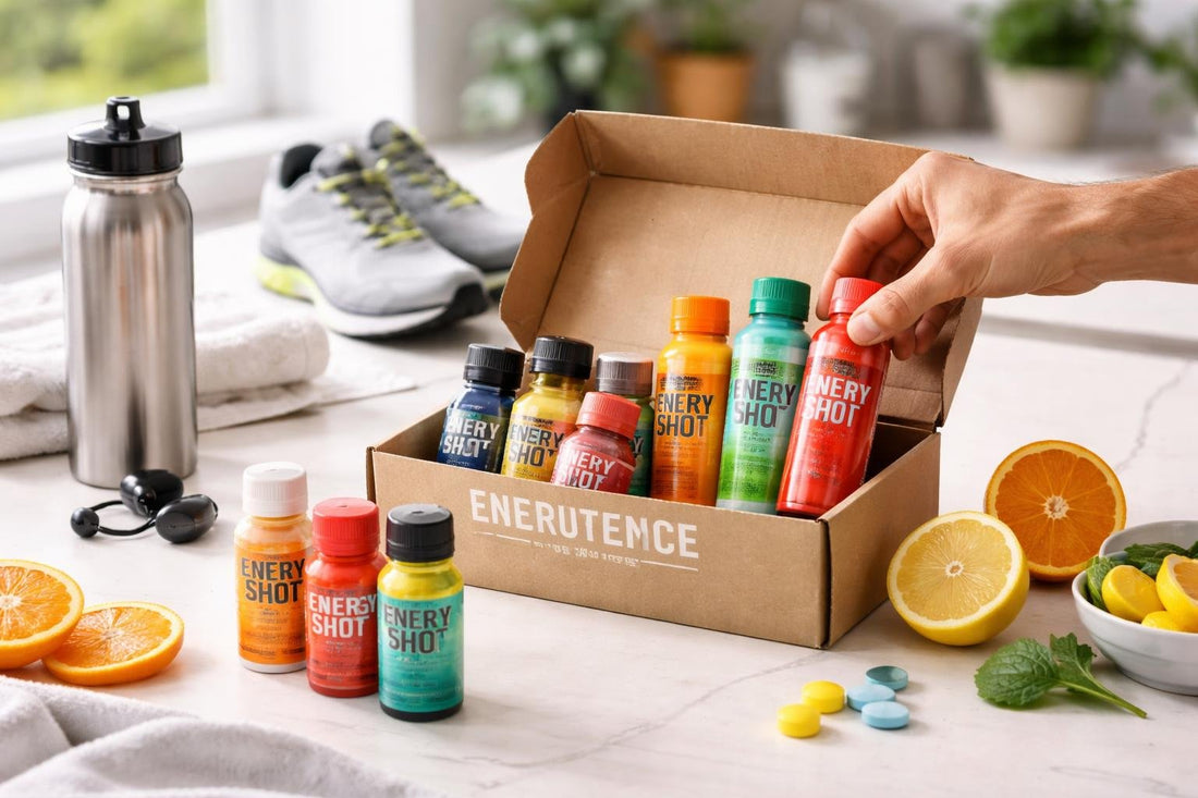 Runner selecting endurance and energy shots pack
