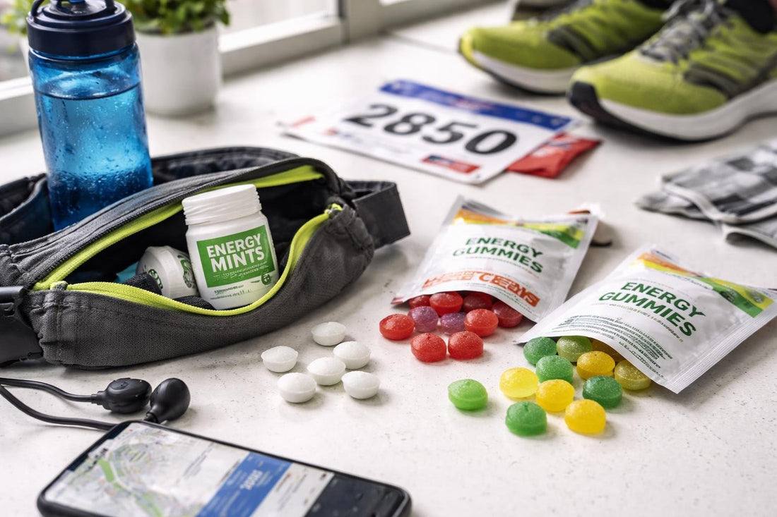 Energy mints and sports candy packed for marathon