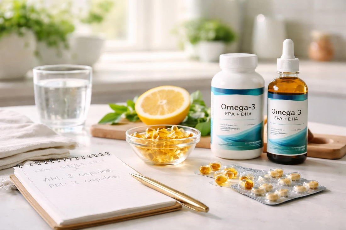 EPA omega 3 supplements with UK dosage timing notes