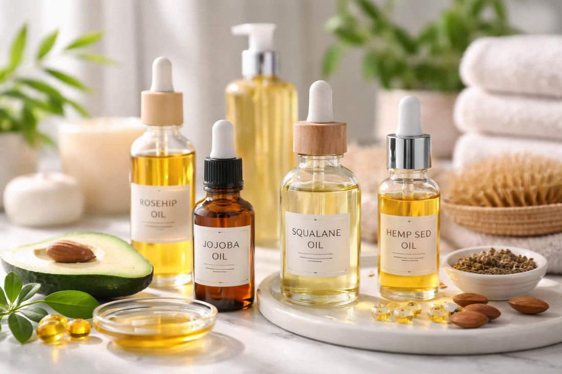 Bottles of essential fatty acids and oils