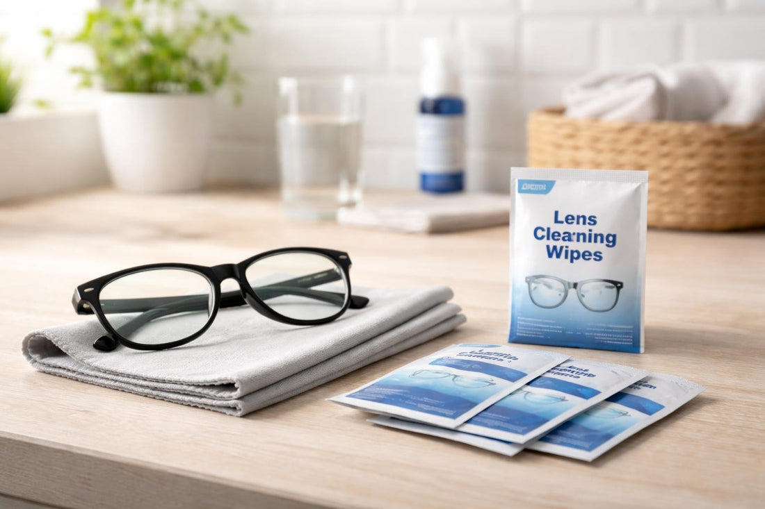 microfibre cloth and pre-moistened eyeglass wipes travel pack