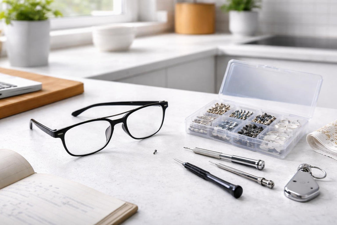 Eyeglass repair kit tools and replacement screws