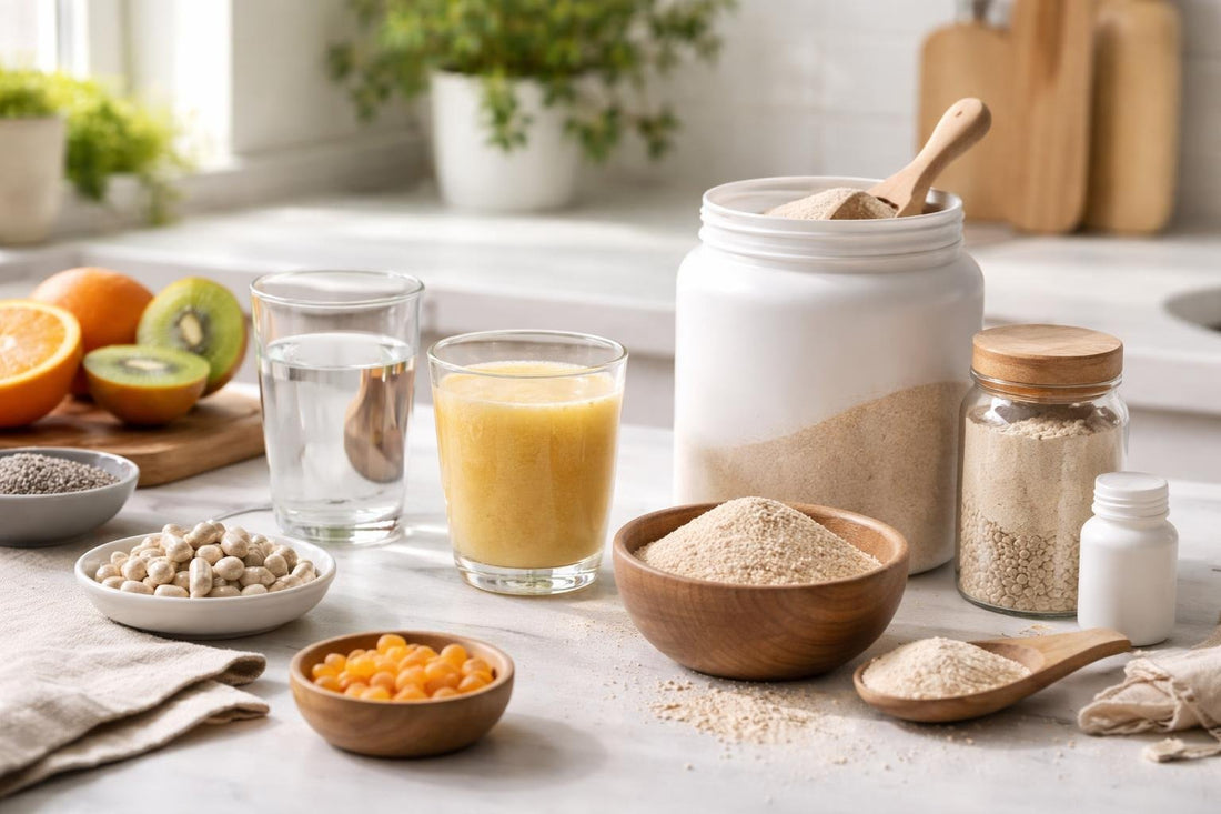 assorted fibre supplement formats and powders