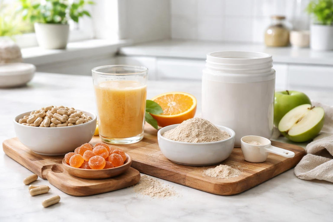 Capsules, powder and gummies for daily fibre support