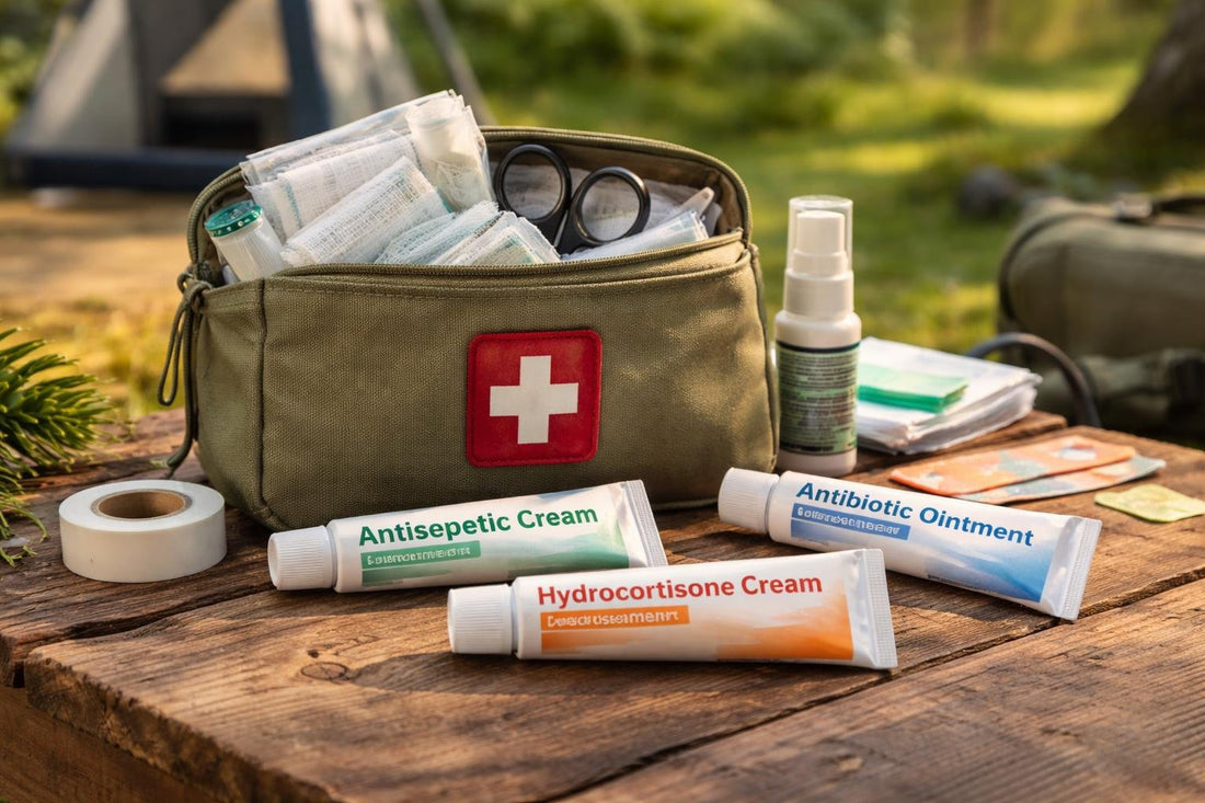 camping first aid ointments and wound care kit