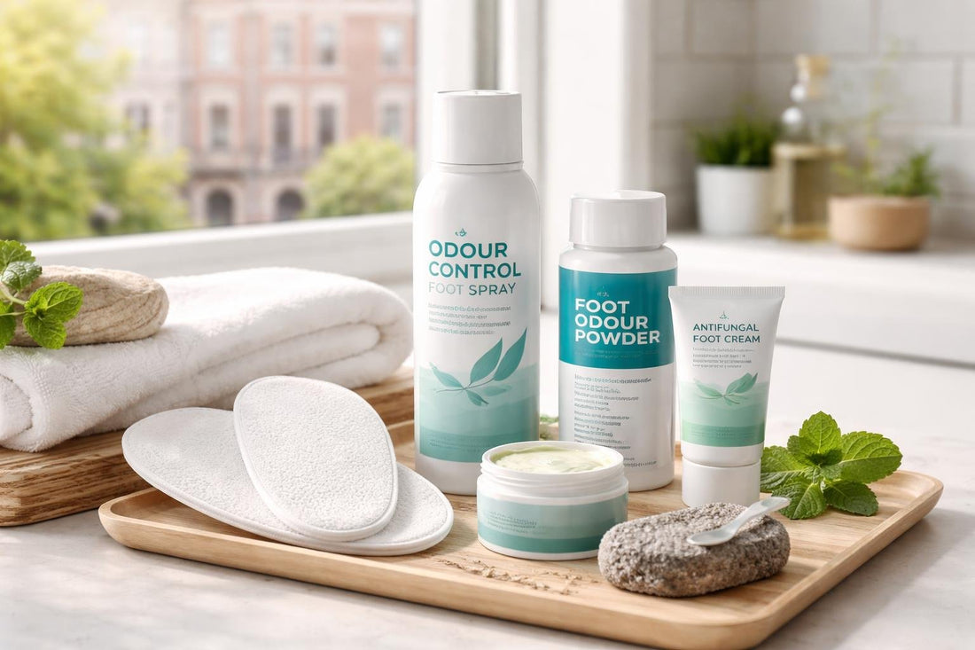 selection of foot odour control products in London