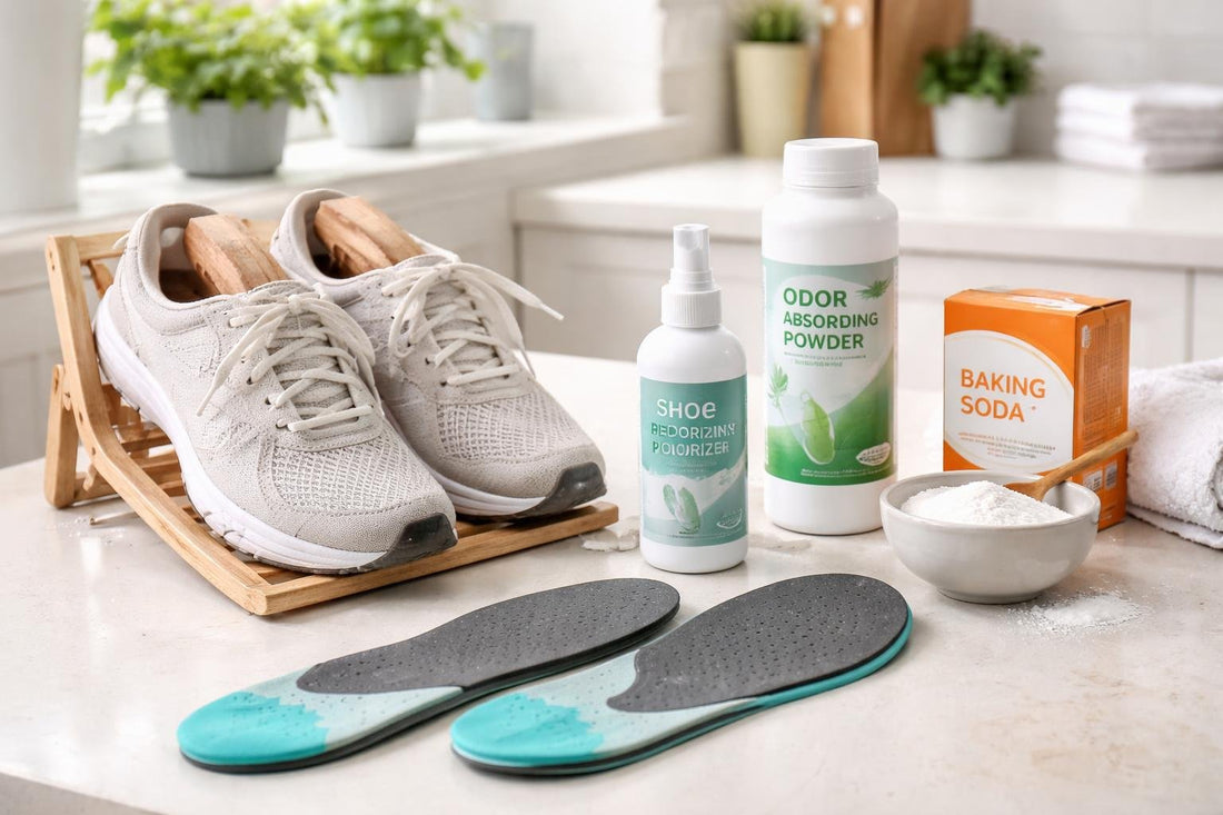 Trainers drying with odour control products and insoles