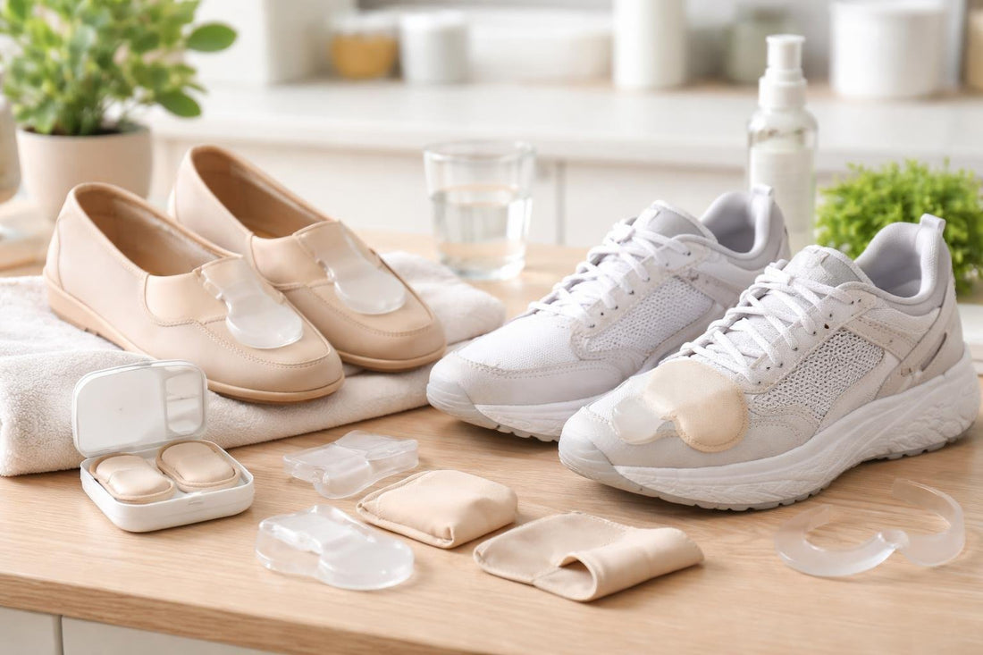 Gel bunion cushion pads fitted for everyday shoes and trainers
