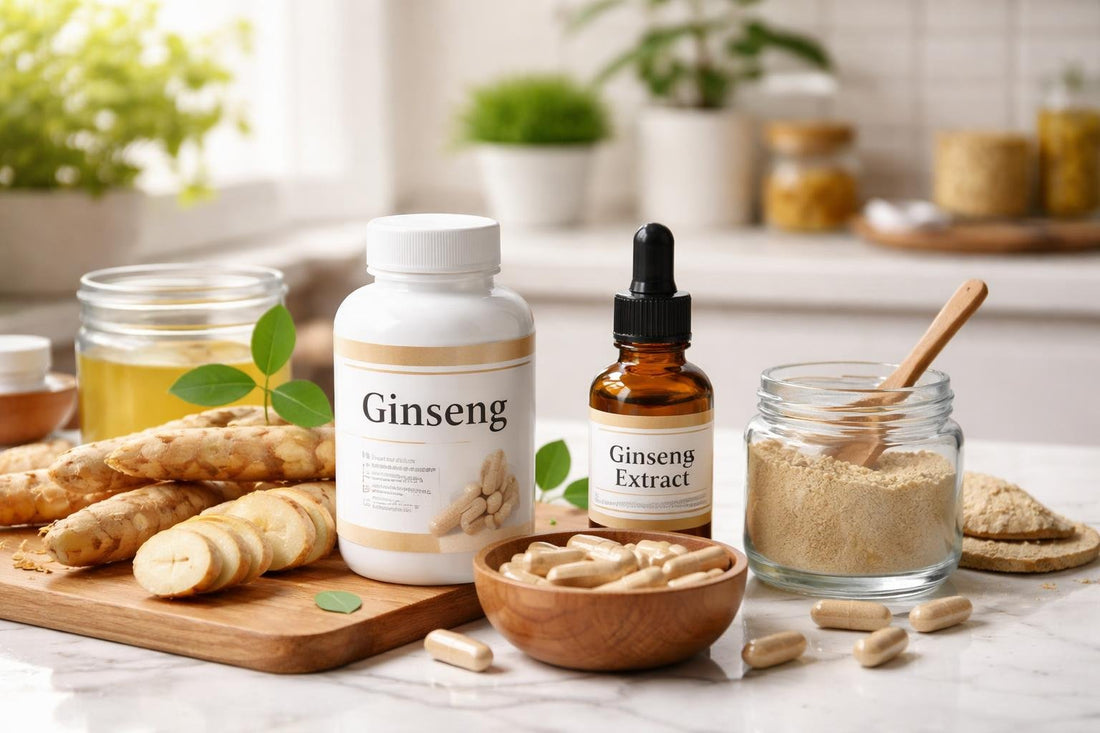 Ginseng supplements assortment for energy and safety