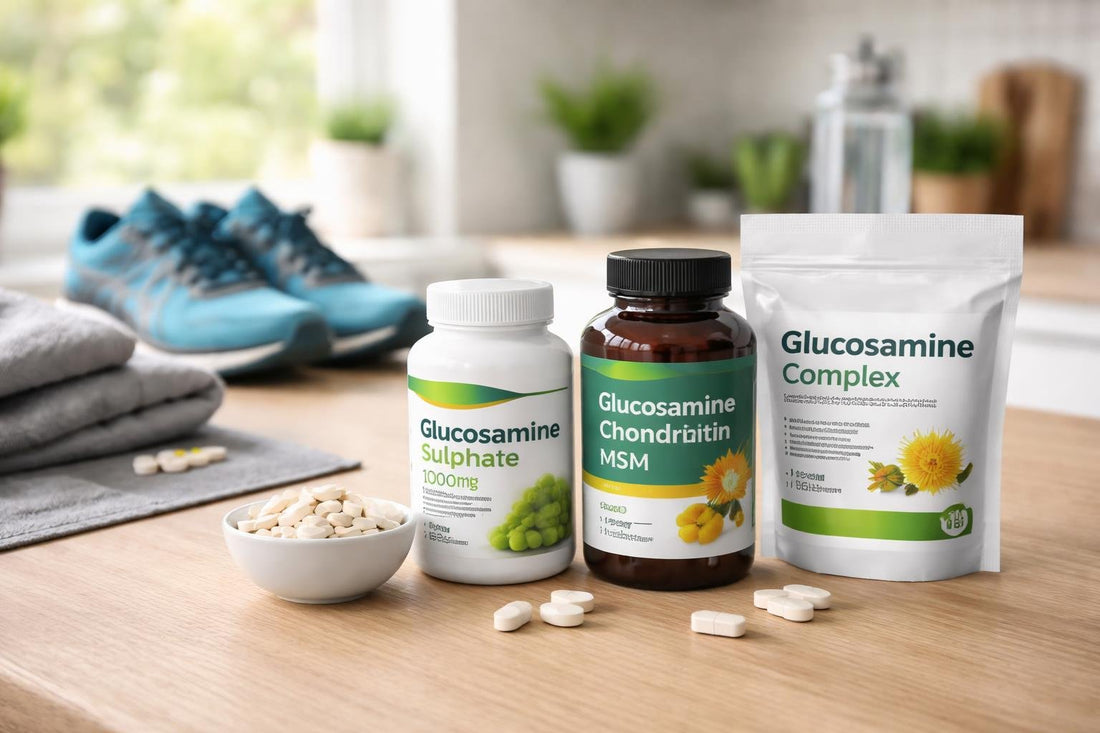 Runner choosing glucosamine supplements for joint support