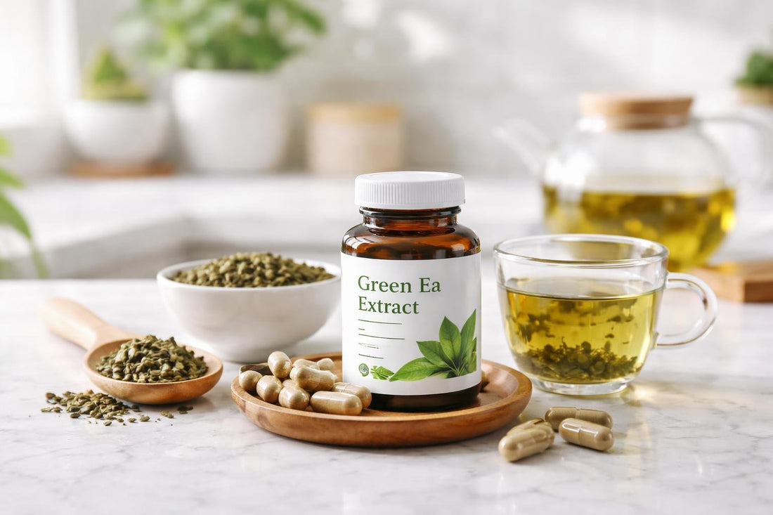 Green tea extract herbal supplements capsules and loose leaf tea