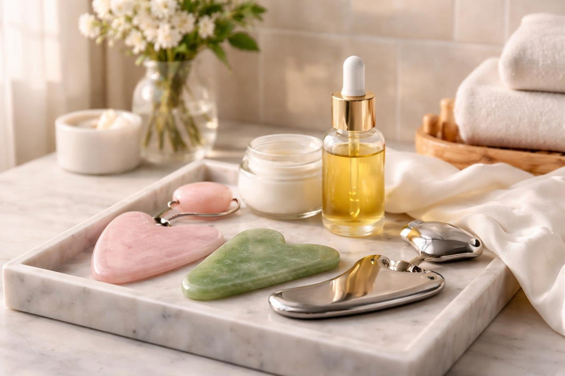 Gua sha tools and facial oil for beginners