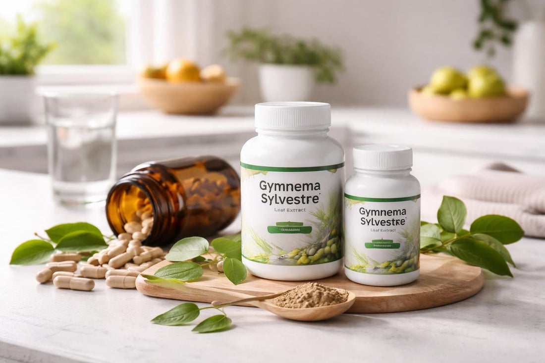 Gymnema Sylvestre supplement bottles and capsules
