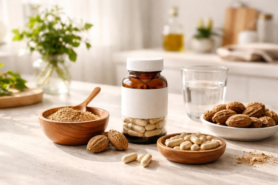 Haritaki supplement capsules and powder options for daily routine
