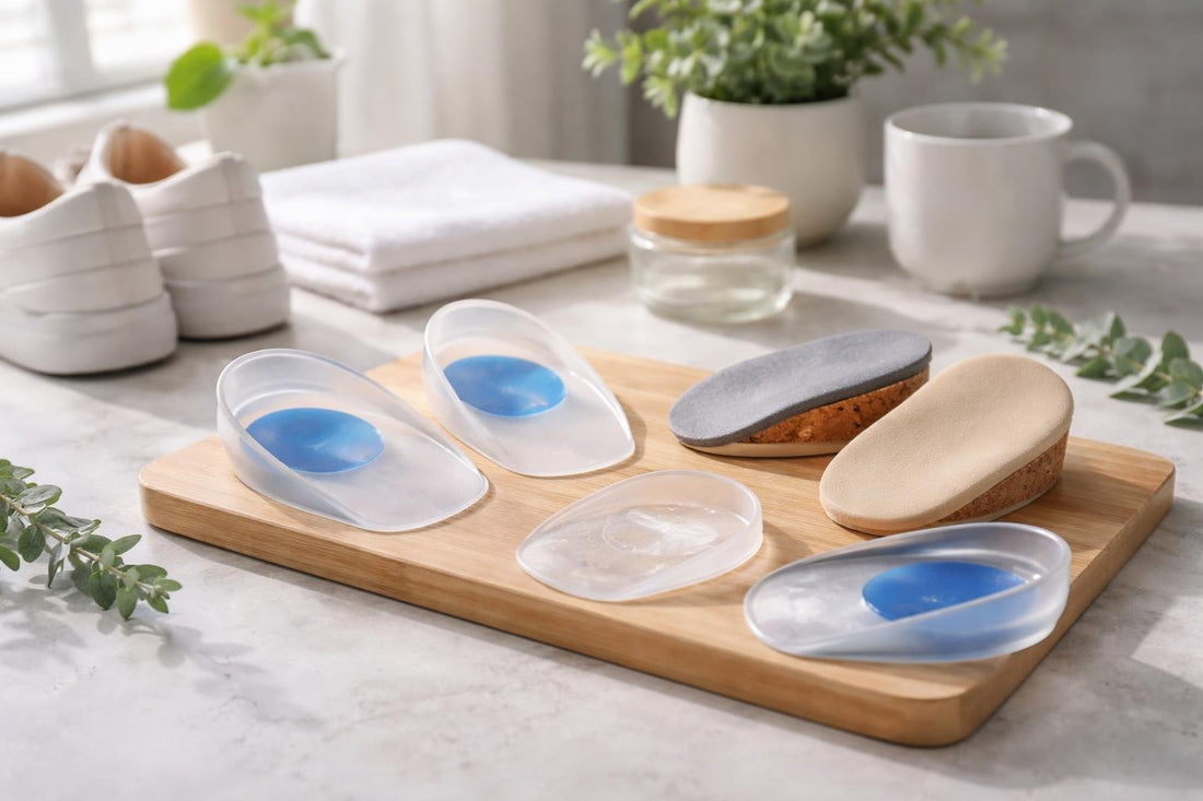 Gel heel cushion and heel cup options for sore heels