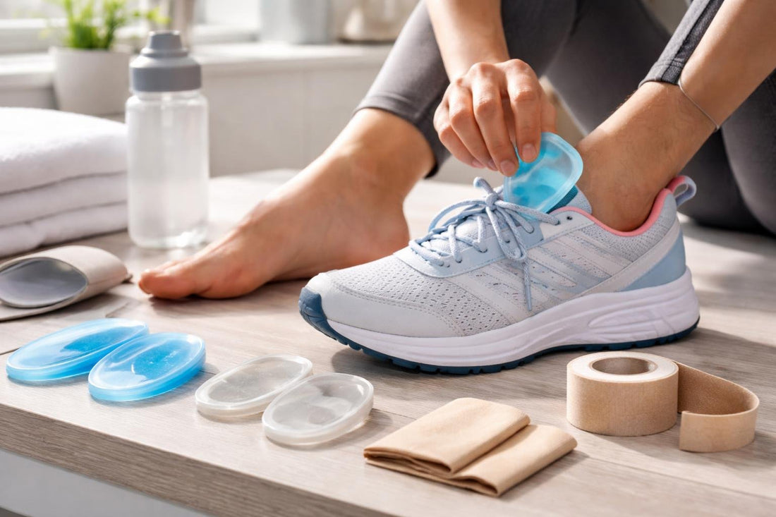 runner using heel cushion for blister prevention