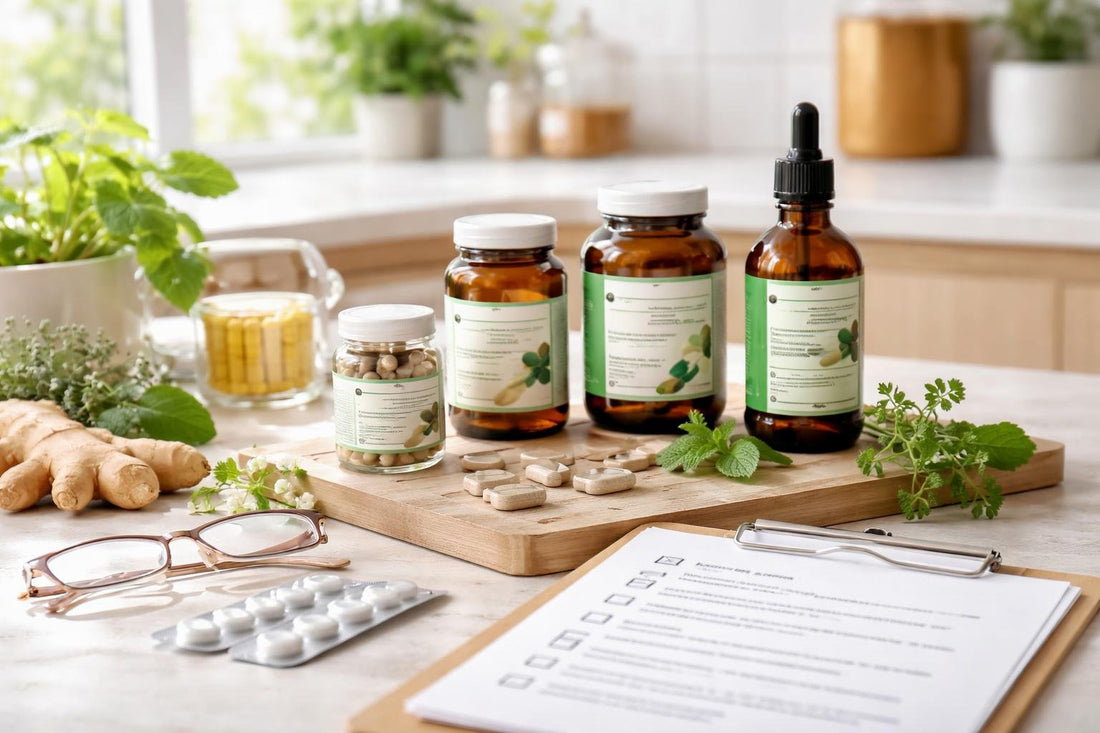 Assorted herbal supplements and safety checklist UK