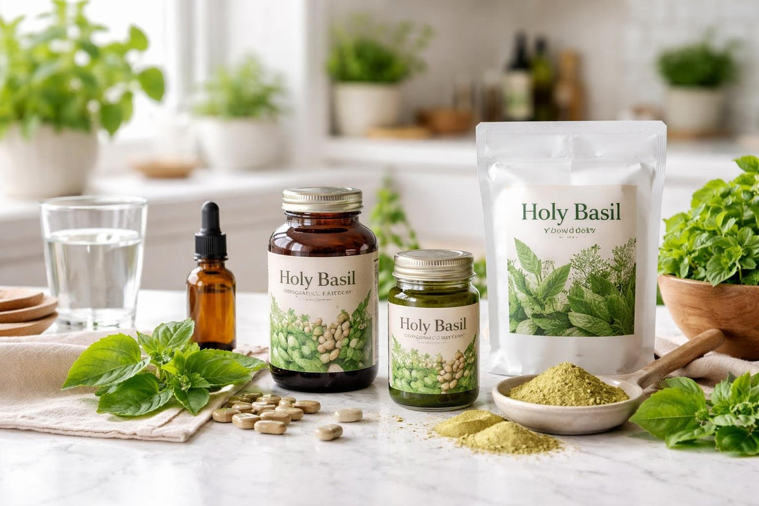 Holy basil supplements and capsules for UK wellness kits