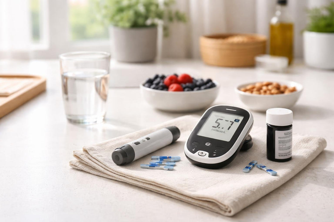 At-home blood glucose monitoring kit with meter and lancets
