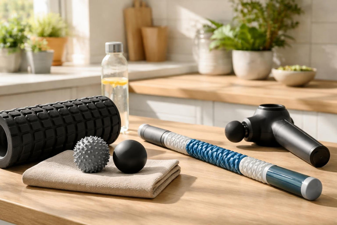 Foam roller and massage ball for home muscle recovery