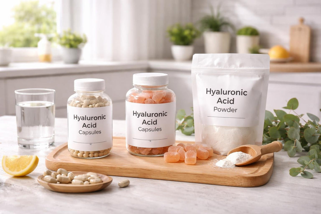 Capsules gummies and powder hyaluronic acid supplements in UK