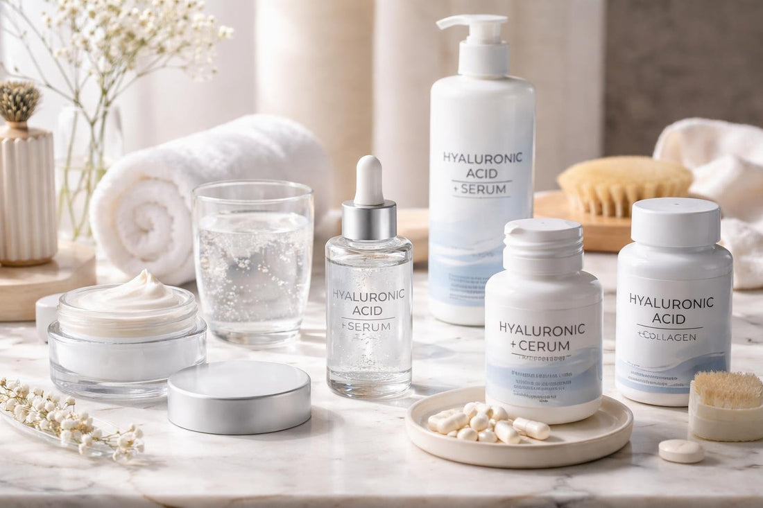Hyaluronic acid supplements and serums for sensitive skin