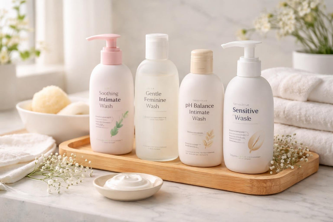 Feminine intimate wash bottles and care kit for sensitive skin