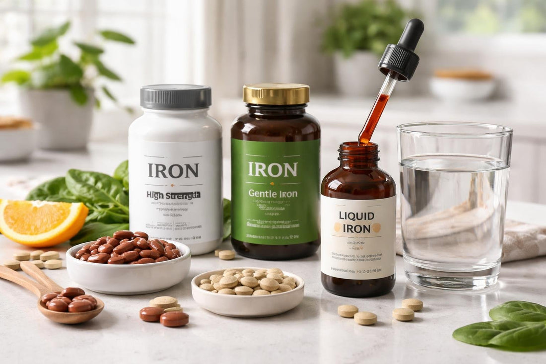 Iron supplement capsules, tablets and liquid options in Wales