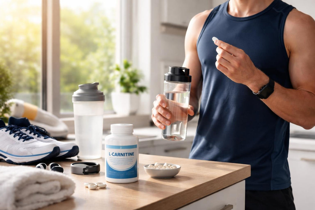Runner taking L Carnitine supplement during training session