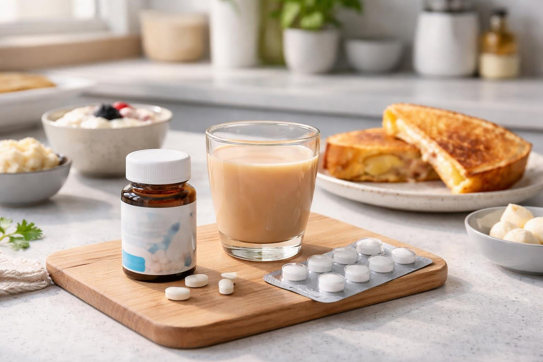 Lactase tablets used before dairy meal in UK