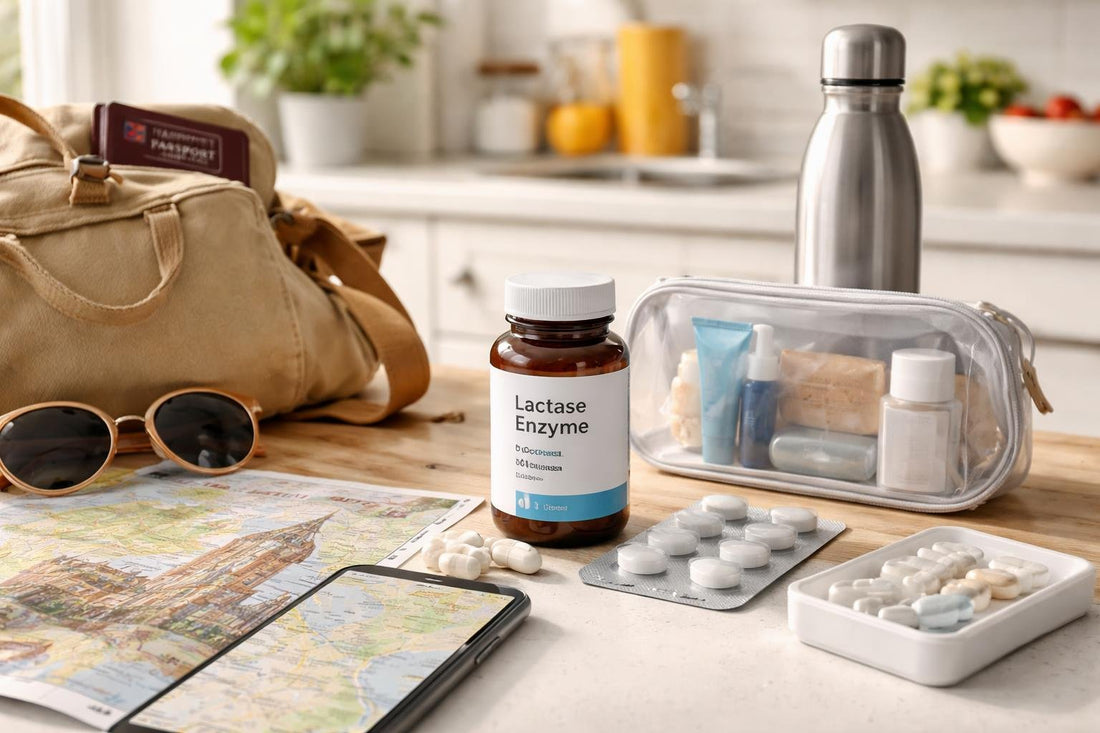 Lactase supplements travel kit for London trips