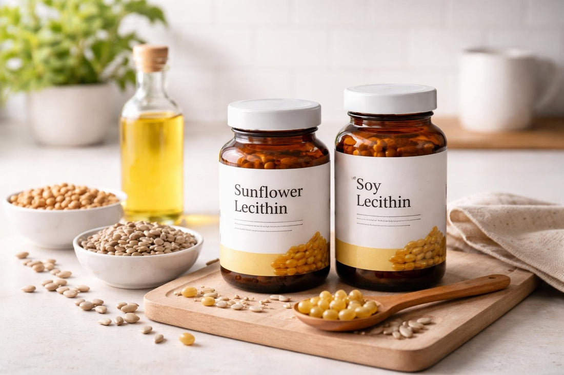 jar of sunflower and soy lecithin supplements