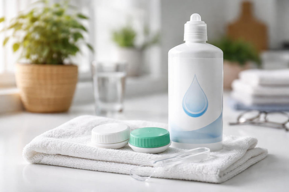 Contact lens soaking solution and case for overnight storage