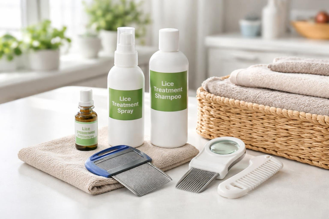 Family lice treatment kit with comb and spray