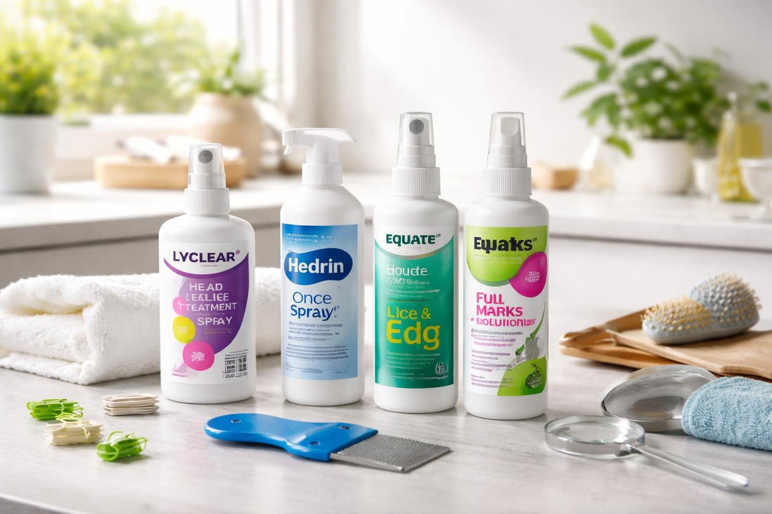 Assorted lice treatment sprays and nit comb kit