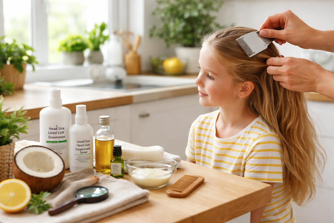 Parent treating child for head lice at home