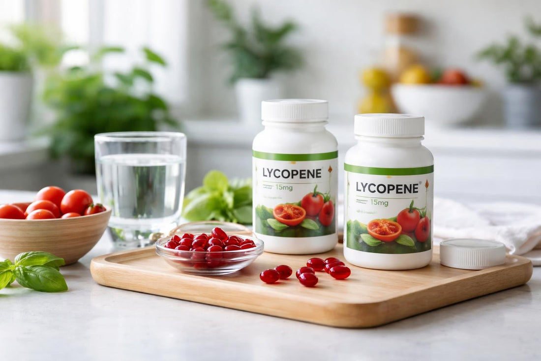 Lycopene softgels and supplement bottles UK