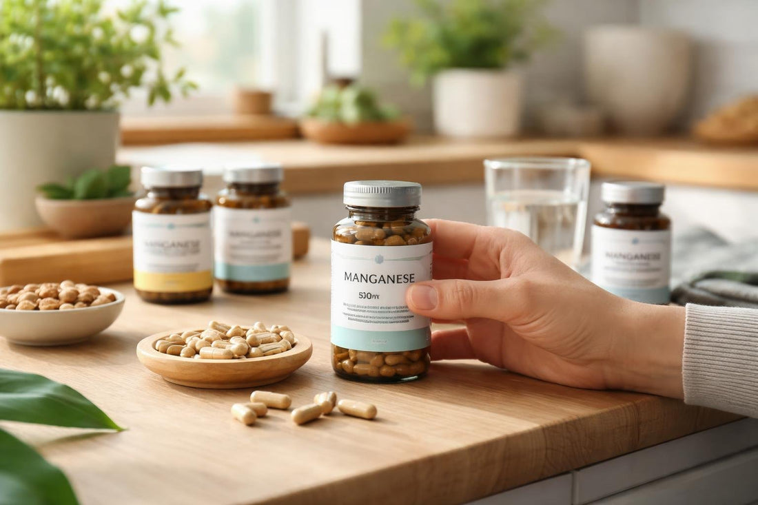 Beginner choosing manganese mineral supplement capsules in the UK