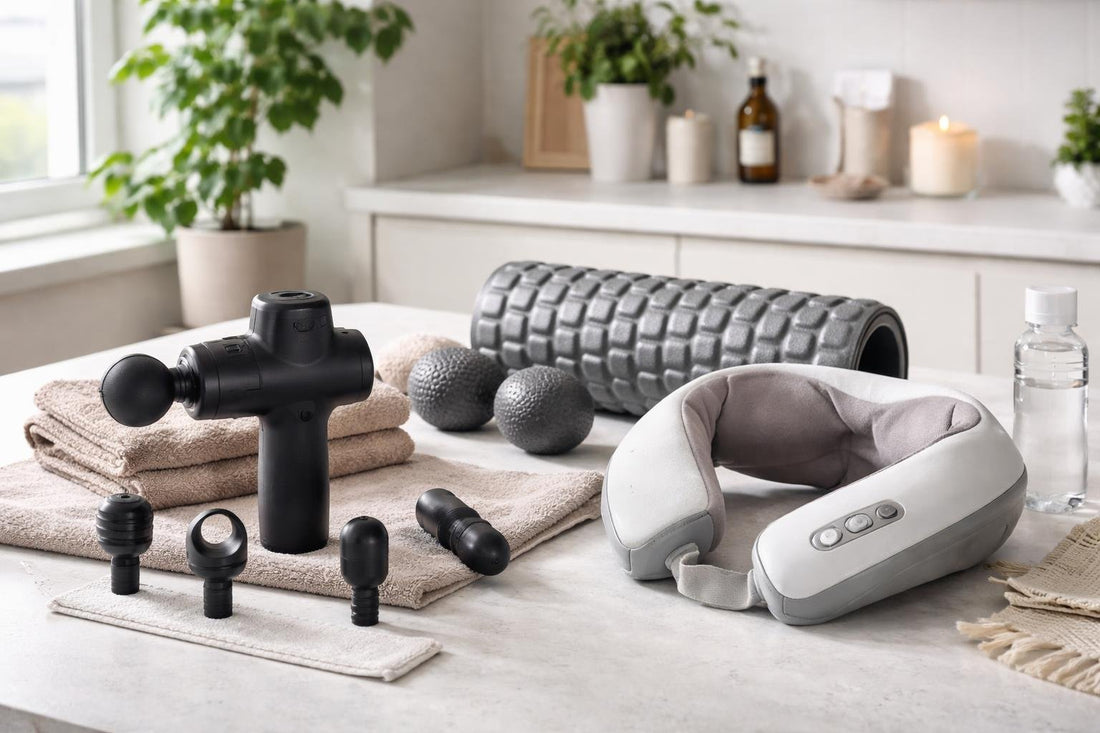 Home massage tools laid out for recovery in Scotland