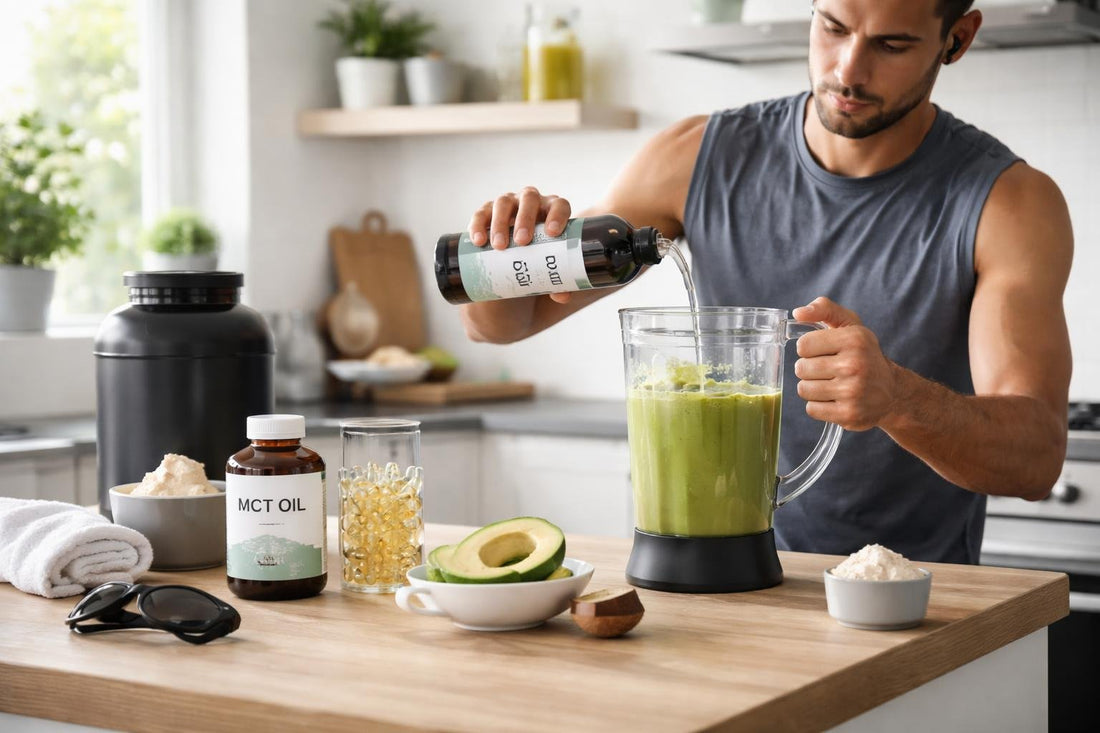 Athlete using MCT oil supplement for endurance and focus