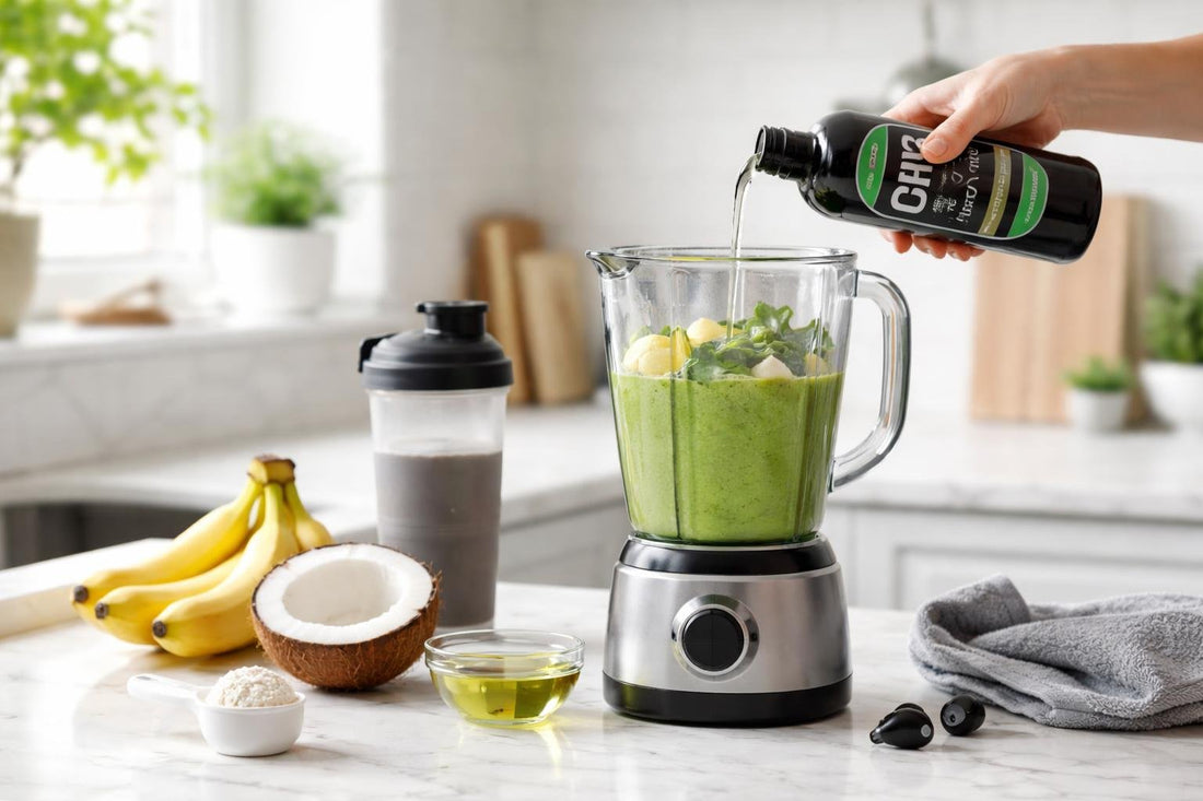 MCT oil supplement added to smoothie before workout