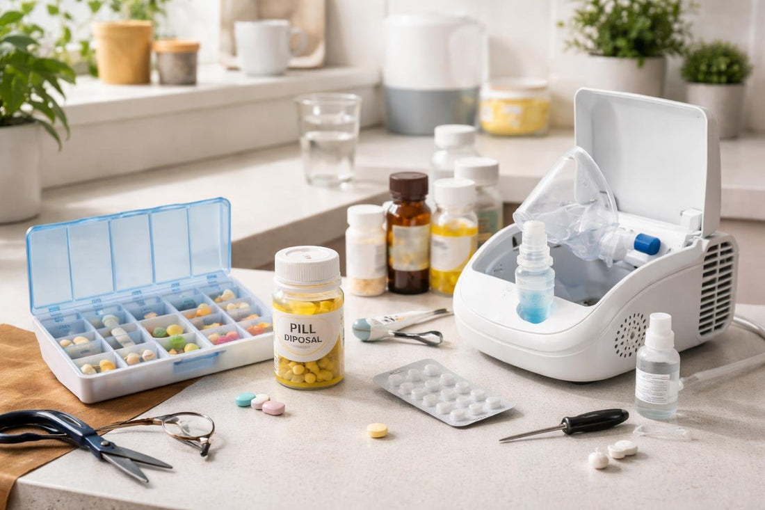 Medication aids, pill organiser, nebuliser maintenance and fixes