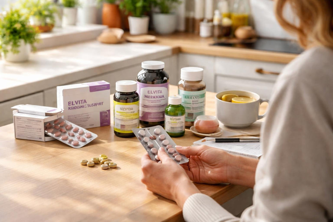 Woman reviewing menopause supplements and treatments