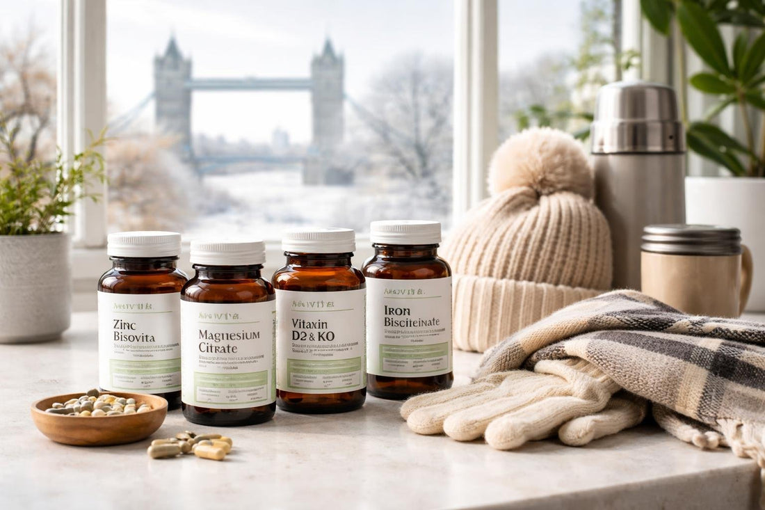 Mineral supplement bottles and winter pack in London