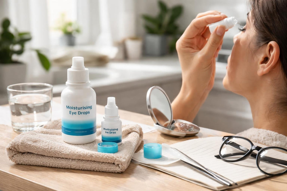 Applying moisturising eye drops correctly during a busy day