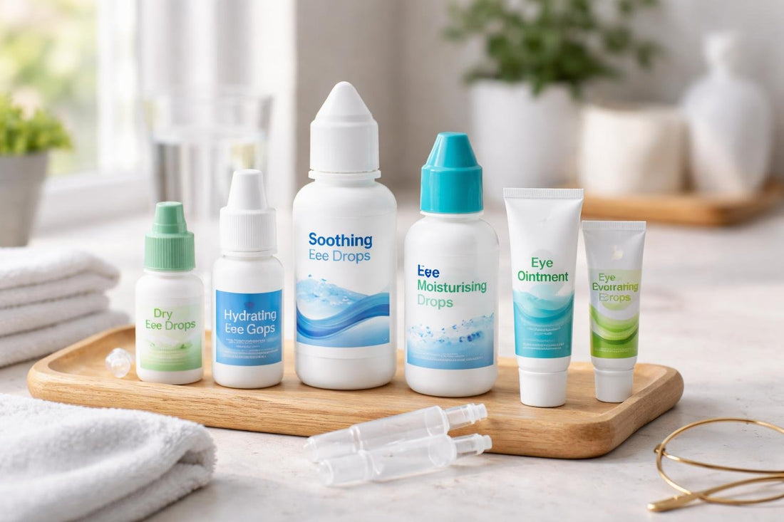 selection of moisturising eye drops and ointments for sensitive eyes