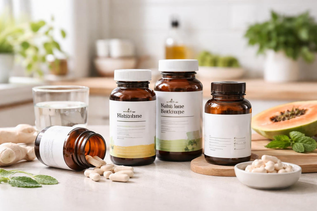 multi enzyme supplements bottles and capsules