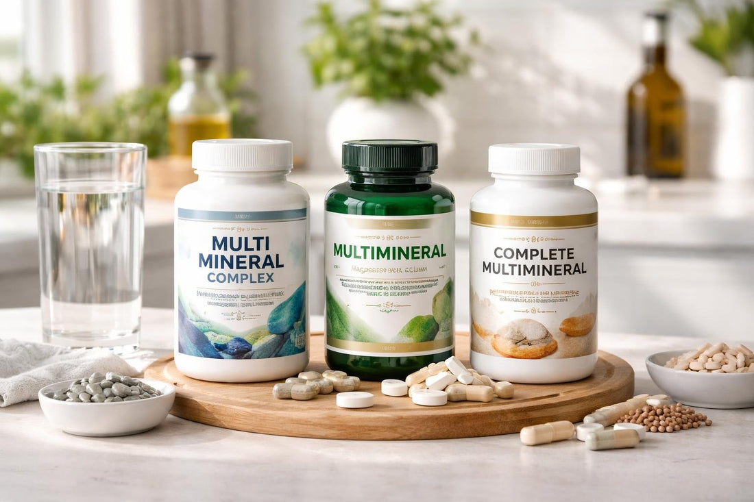 Multimineral supplement bottles with clear labels UK