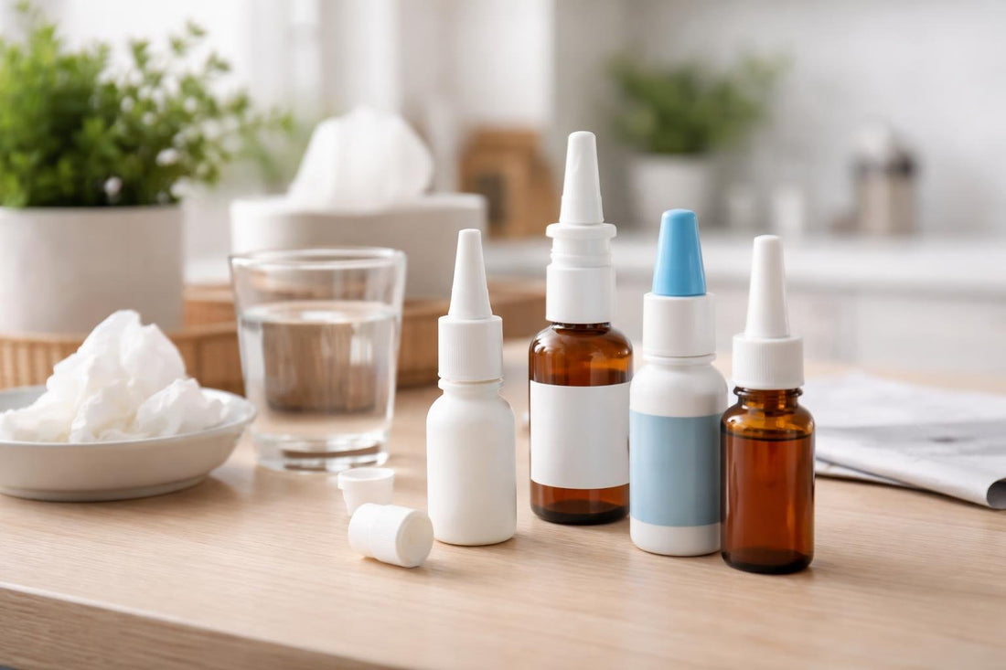 Assorted decongestant nasal sprays and nozzles