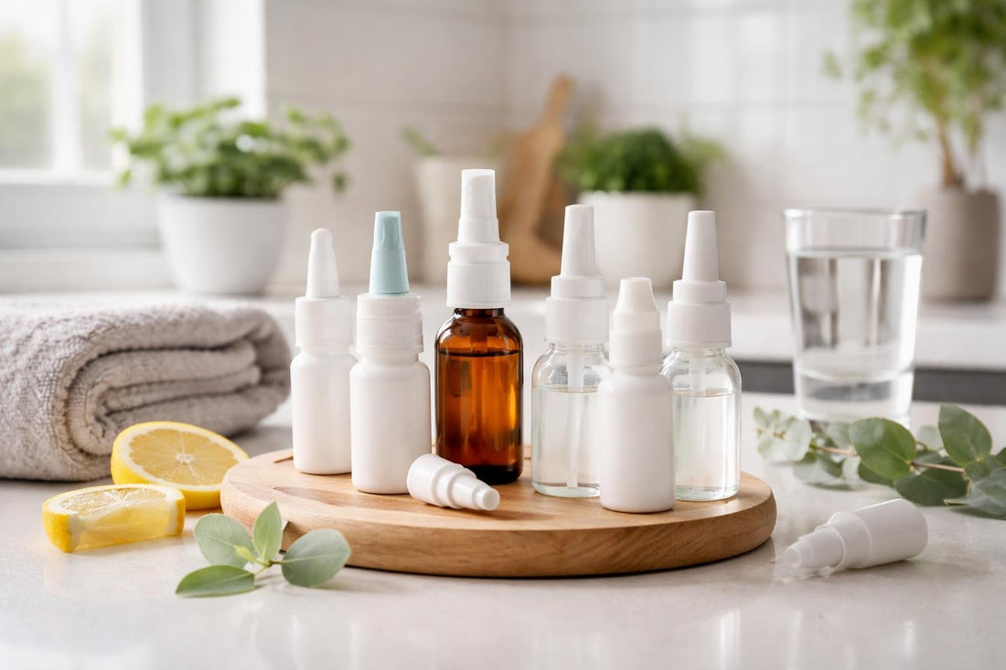 Assortment of nasal sprays and drops in a collection